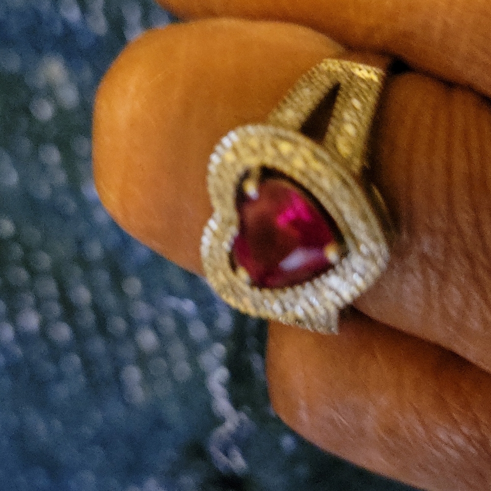 Heart Shaped Ruby Stone Ring - image 3